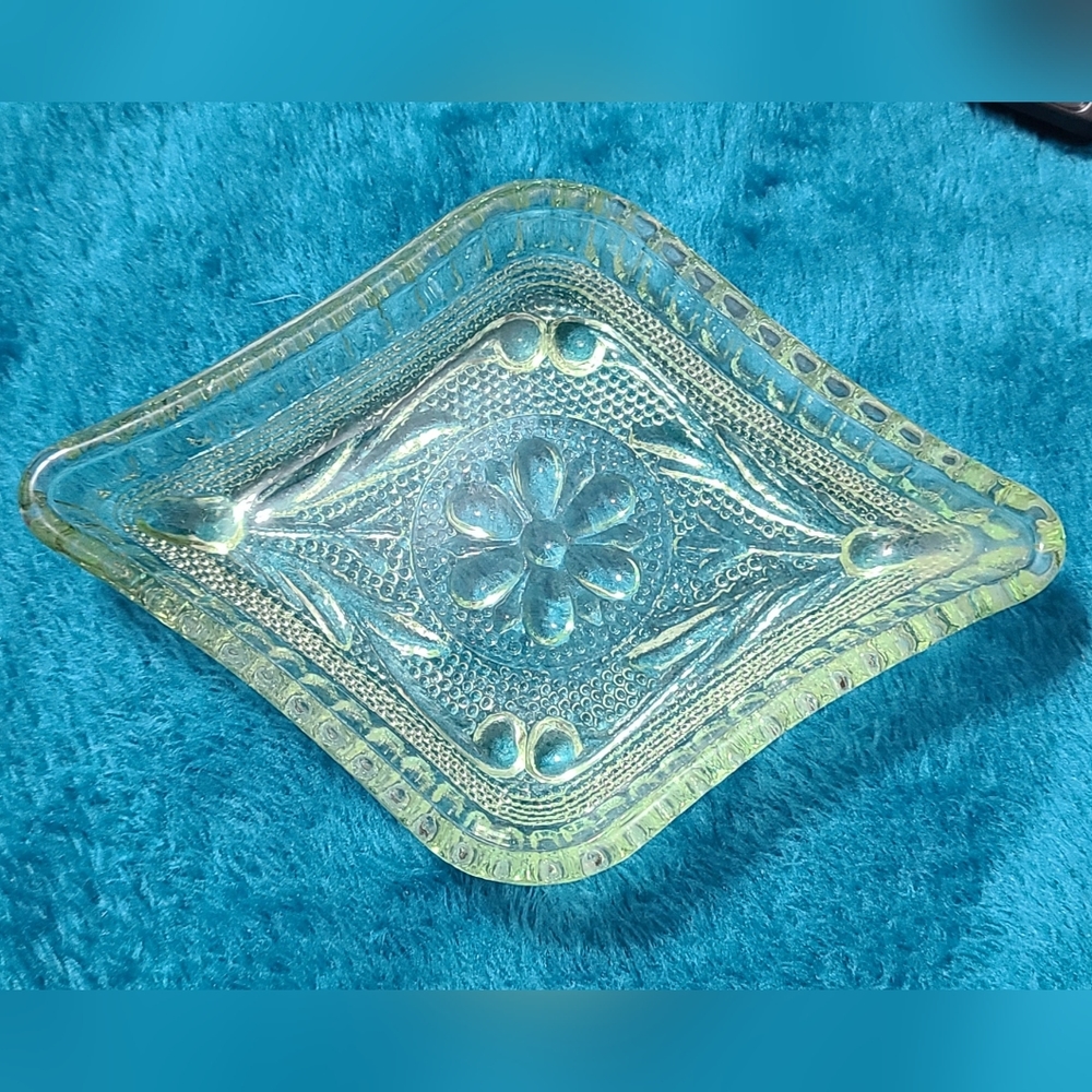 Vintage Diamond Shaped Small Clear Glass Dish